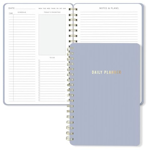 Sweetzer & Orange Daglig planeringskalender – Odaterad tvåsidig daglig layout med timschema, att göra-lista, prioriteringar och anteckningar – 16,5 cm x 24,1 cm spiralbunden produktivitetsorganisatör