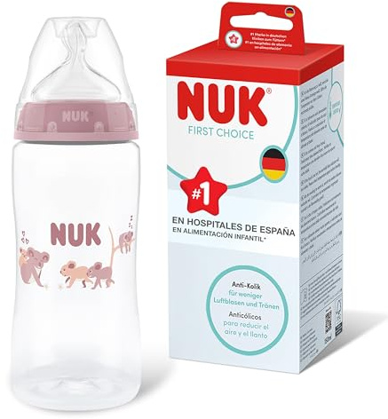 NUK First Choice Babyflasche | 3+ Monate | 300 ml | Anti-Kolik-Trinkflasche | PP | Temperature Control Anzeige | Koala| 1 Stück