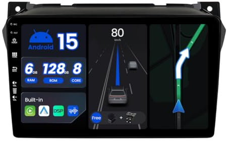 BXLIYER - [Octa-Core, 6G+128G] - Android 15 Autoradio pour Suzuki Alto Nissan Pixo (2009-2016) - sans Fil Carplay + Android Auto - LED Caméra + MIC - 2 Din IPS 9 Pouce - DSP Dab Volant WLAN Bluetooth