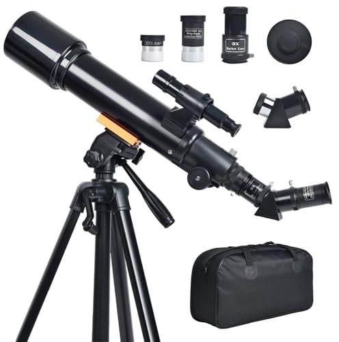 cbeyook Telescopio per principianti e bambini: rifrattore da 70 mm/500 mm (150X HD), portatile, ideale come regalo astronomico per adulti con telecomando wireless, borsa per il trasporto. Facile da