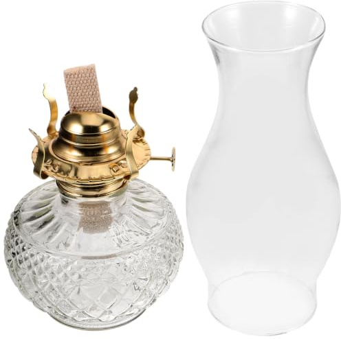 BESPORTBLE Vintage Kerosene Lamp Decorative Oil Lamp Glass Kerosene Table Decor for Desktop Fireplace Kitchen Living Room Bedroom Wedding 13.39 X 4.92 X 4.92 in