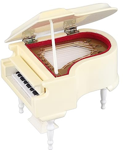 Eminchu Modello di Pianoforte in Miniatura, Replica di Strumento Musicale in Legno, Modello Decorativo con Panca Libreria, Scrivania, Sala Musica, Musicisti per Bambini di