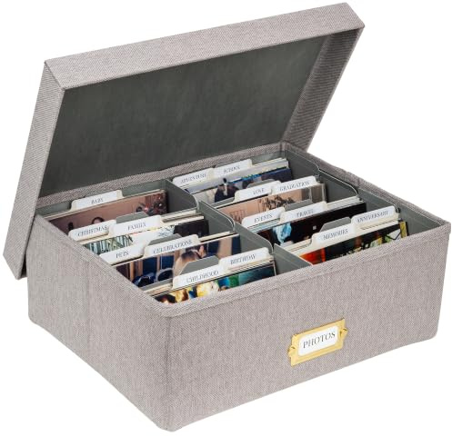 UCO Foto Geschenk Aufbewahrungsbox Mit Deckel, 8 Fächer, 30 Teiler, Grau