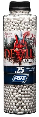 ASG Bote 3300 Bolas BB Blaster Devil 0.25g (6mm) | para Pistolas/Rifles Airsoft. Peso por Bola 0,25g.