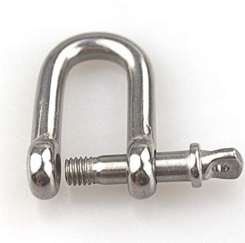 Pack-of-8 M8 D Ring Shackle Locks 304 Stainless Steel for Heavy Duty Rigging, Hauling, Steel Chain Link