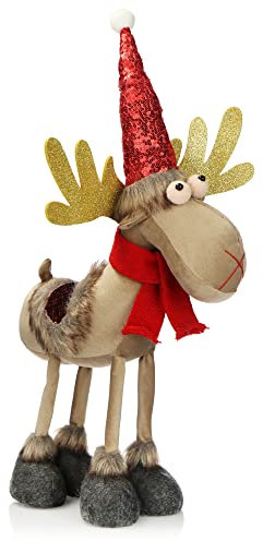 com-four® Renna natalizia premium - figura di alce invernale come supporto decorativo - simpatica decorazione natalizia come decorazione della stanza - figura autoportante su trampoli