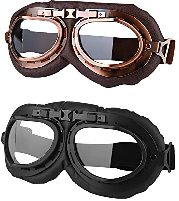 LJDJ Motorcycle Goggles - Vintage Pilot Style Goggles Dirt Bike ATV Motocross Riding Offroad Eyewear Scooter Outdoor Sports Glasses Combat Tactical Goggles for Men Women Youth Adult