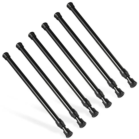6 Stück Teleskopstange, Goowin 30-50cm Spannstange ohne bohren, rostfreie Feder, kleine Spannstange, verstellbare Spannstange für Schrank, Küche, Schrank, Kleiderschrank, Bücherregal (schwarz)