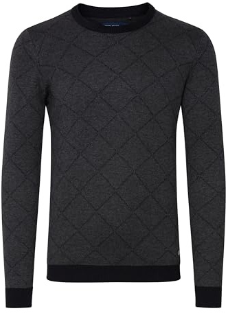 Blend BHNison Herren Strickpullover Feinstrick Pullover aus 100% Baumwolle, Größe:L, Farbe:Charcoal Mix (200278)