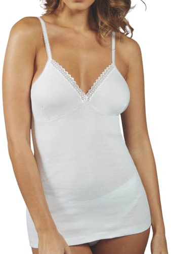 VP PINUCCIO VENEGONI Set 2 canottiera intima donna cotone MERCERIZZATO 100% spalla stretta con forma seno made in Italy canottiere pizzo canotta spallina canottiera con reggiseno
