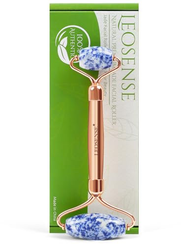 Rodillo de jade de piedras preciosas, masajeador facial de masaje facial para antienvejecimiento, auténtico cristal natural cara ojos cuello masaje rodillos para levantar la piel, círculos oscuros,