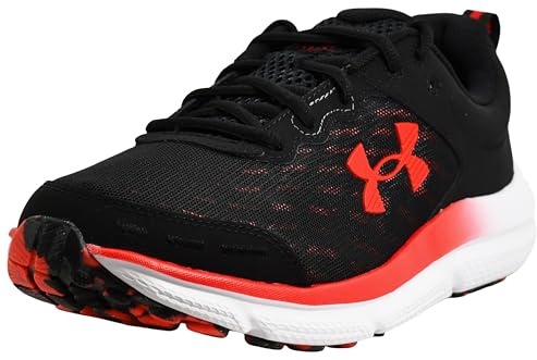 Under Armour Men's Charged Assert 10 Shoes, Black/Black/Red, 10 XW