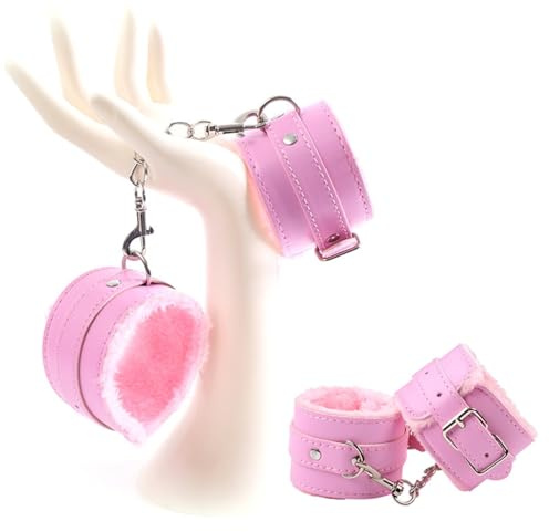 Hdynasty Manette di Peluche in Pelle Accessori per Il contenimento di Mani e Piedi da Donna, Attrezzatura Alternativa per Lo Yoga (Rosa)
