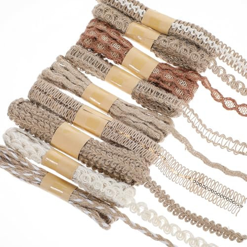 9 Rollen Vintage Bastelband Natürliche Juteband Geschenkband Natur Stoffband Jute Band Rolle Boho Geschenkbänder Sackleinenband Für DIY Geschenke Verpackung Weihnachten Hochzeit Party Basteln