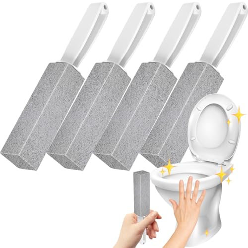 JCOTCL 4 pezzi pomice detergente per WC, spazzola per la pietra del WC con manici, sostituibile Pumice Stone for Toilet, per piscine manuali, WC, rimozione della pietra pomice, cura dei piedi della