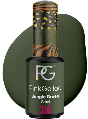 Pink Gellac Vernis Semi Permanent UV - 316 Jungle Green 8 ml - Vernis Gel UV Semi Permanent Vert Pour 14 Jours - Gel Polish Facile à Utiliser de Qualité Salon - Facile à Enlever