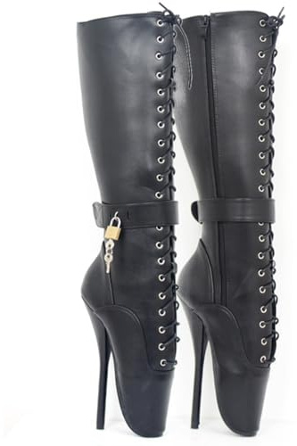 TIKENBST Ballet Bottes Bottes De Ballet Talon Aiguille Talons Hauts Sexy Plateforme Heelless Ballet Bottines Super Hautes,Black-41