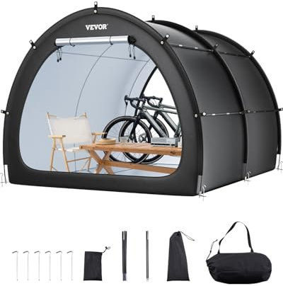 VEVOR Outdoor Bike Storage Tent, Fan-Shaped & Waterproof, Fits 5+ Bicycles, High-Strength Fiberglass, Dual Zippers