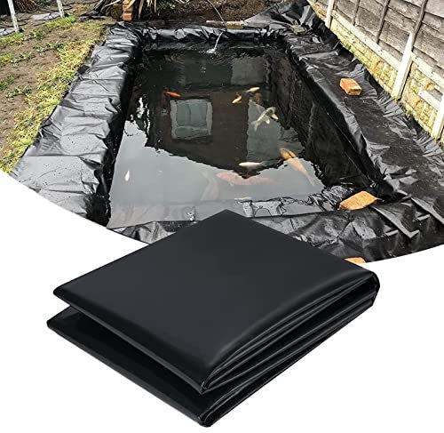 Lámina para estanque preformada EPDM 8 x 12 – Lona impermeable para estanque de polietileno de alta densidad para estanques de pesca al aire libre – Lona para estanques Koi negra para estanques de
