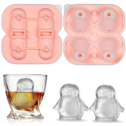 YXHZVON Moule à Glaçons Silicone, 1 Pièces Pingouin Bacs à Glaçons avec Couvercle, Bac a Glacon Sûr et Sain Cocktails, Fruits, Purées de Fruits, Glaces