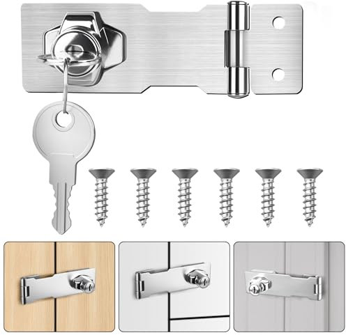 Flintronic Cerradura de Cerrojo con Llave en Ángulo Recto de 90 Grados, Perilla Giratoria de Bloqueo con Llave, Cerrojo Puerta Interior, para Puertas, Habitaciones, Armarios, Plata(3 Inch)