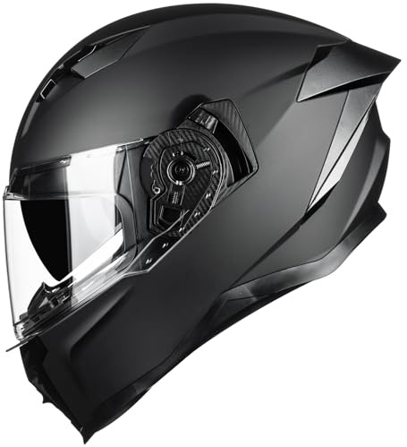 Auboa Motorcycle Helmet Full Face with Dual Visor Motorbike Street Bike Racing DOT for Adults Men Women Model MF569 (Matte Black, L)
