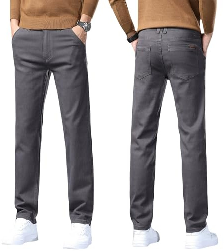 Generiska jeans för män straight : denimbyxor slim fit jeans andas jeans enfärgade tygbyxor lätta slip-byxor bekväma fritidsbyxor klassiska utomhusbyxor vardag casual stretchjeans, Mörkgrå, L