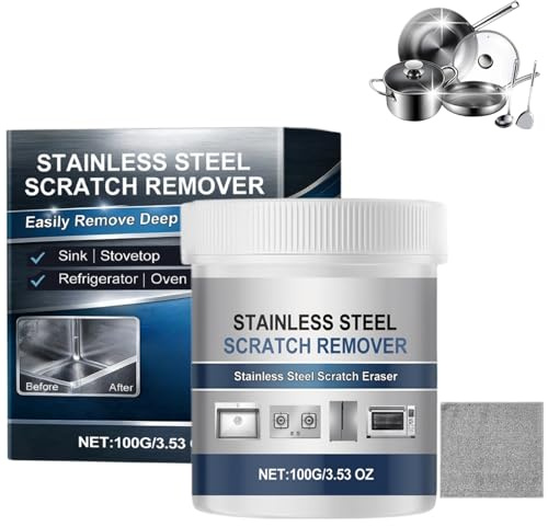 Stainless Steel Scratch Remover Kit & Metal Polish, Stainless Steel Clean Wax & Cleaning Paste, All-Purpose Stainless Steel Cleaner and Polish Paste for Pan, Pot, Sink, Stovetop & Oven Rust Remover