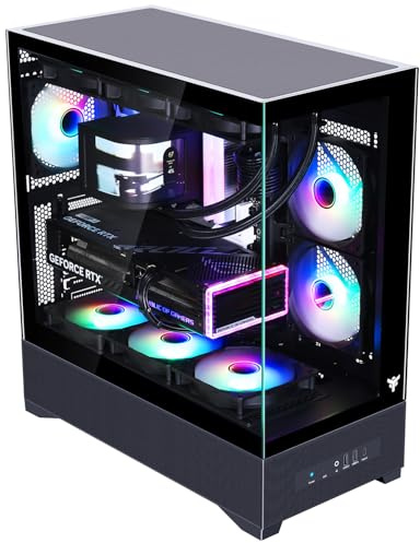 Itek Case Gaming SHOWBUI 37B – Tower ATX con 3 Ventole ARGB 12 cm, USB-C, 2x USB 3.0 e Pannelli Laterale & Frontale in Vetro Temperato