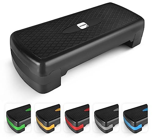 Übungsschritte für Zuhause & Fitnessstudio, geeignet für Fitness-Routinen in Aerobic, Cardio, Gewichte, Yoga – 3-stufige Höhen (10,15,20cm) (schwarz)