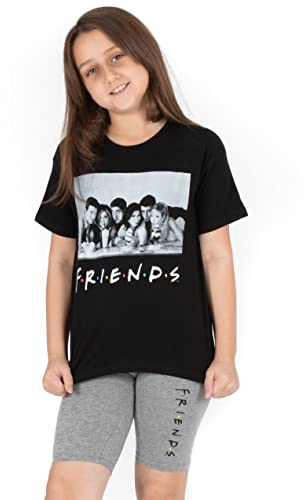 FRIENDS Amis Pyjamas Filles Enfants t-Shirt avec Shorts de vélo Loungewear 11-12 Ans