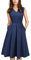 HOMEYEE Damen Vintage 50er Ärmellos Cocktail Retro mit Pocket Flared Kleid A196 (S, Dunkelblau)