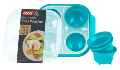 Décor Microsafe Pocheuse à œufs | sans BPA | Batterie de Cuisine pour Micro-Ondes | Passe au Lave-Vaisselle | Bleu Sarcelle | Taille Unique