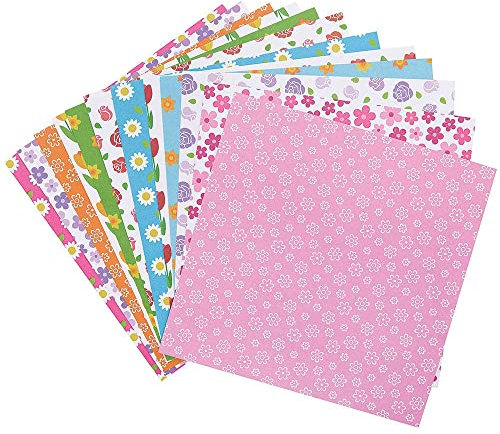 Baker Ross FC746 Blumen Muster Papier - 48 Stück, Buntes Bastelpapier mit verschiedenen Mustern für Kinder