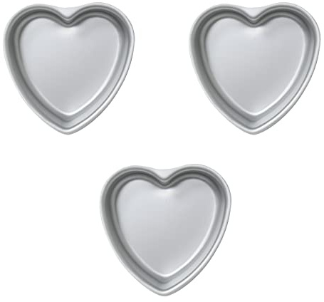 kefyixc set of 3 Heart-shaped cake pan,6 inch heart-shaped cake tin, aluminum, for weddings, parties, family and other occasions cake (6 x 2 Inch,Set of 3)