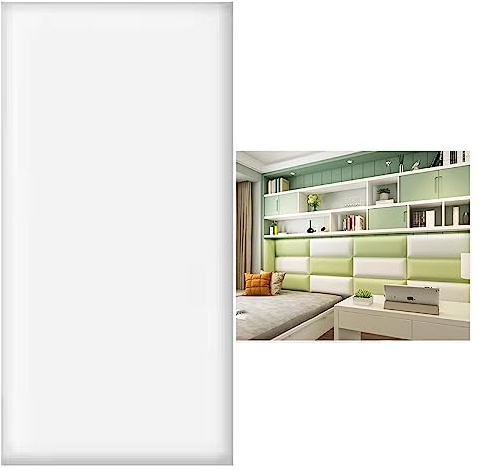 PHLEPS Adesivo da parete autoadesivo 3D anti-collisione, pannello da parete decorativo per sala giochi, cuscino da parete in poliuretano ecologico per soggiorno (colore: bianco, dimensioni: 35 x 100