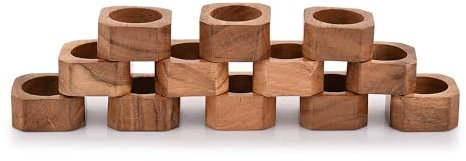 Indus Lifespace Napkin Ring Acacia Wood Napkin Rings Classic Everyday Use Thanksgiving, Christmas,Festive Party Gift Farmhouse for Table Decorations (Set of 12, Brown)