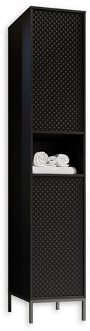 BERLIN Badezimmer Hochschrank in Schwarz - Moderner Badezimmerschrank Bad Schrank mit viel Stauraum - 38 x 197 x 32 cm (B/H/T)