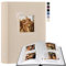 Lanpn Fotoalbum zum Selbstgestalten und Einkleben, Kleines Leinen Fotobuch Fensterdesign 60 weißen Seiten mit Pergamin Trennblätter Fasst 9x13cm 10x15cm 13x18cm Fotos (19x27cm, Beige)