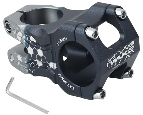CYSKY Attacco Manubrio MTB 31,8 50mm Attacco per Bici Intaglio di Precisione CNC Attacco Manubrio Corto per Bici da Strada, Bici da Montagna, BMX, Bici da Discesa (Nero & Titanio)
