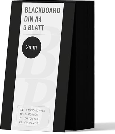 5 fogli di Blackboard DIN A4, spessore 2 mm, modellbauwerk®, per modellismo e artigianato, architettura, studio, cartone colorato, materiale, diorama, essere creativi