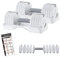 BYZOOM FITNESS Adjustable Dumbbell Set of 2, Verstellbare Hanteln 5 KG Paar Kompakt und platzsparend für Zuhause Krafttraining und Ganzkörpertraining 5-in-1 für Anfänger, White