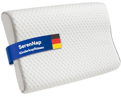 SerenNap Kinder Kissen für 3-10 Jahre Ergonomisches Kissen Memory Schaum Kinderkopfkissen mit Öeko-Tex Baumwollbezug 30x51x4/6cm 2 unterschiedliche Höhen