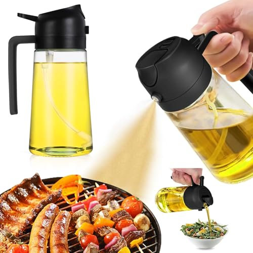 ZHSIHAI Olio spray per friggitrice ad aria, Dosatore olio, Spruzzatore e Dosatore Olio 2 in 1,Spruzzino Olio per Friggitrice Aria 470ml, Nebulizzatore Olio per Cucina e Insalata