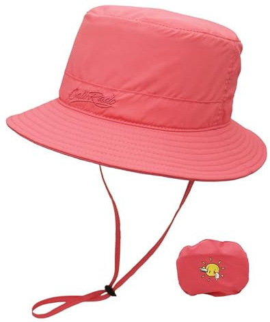 NLAND Bob Chapeau de Soleil pour Enfant Réglable UV Protection Chapeau de Plage Bonnet D'été pour Bébé Bord Large pour Extérieure Chapeaux de Seau 3-8 Ans,Rouge Taille Unique
