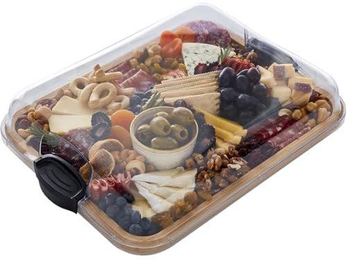 Cheese Board | Covered Fruit Platter Serving Tray with Lid,Practical Wooden Kitchenware, Covered Serving Dishes for Party, Picnic, Camping, Kitchen