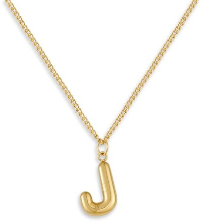 GD GOOD.designs Collana Lettera Oro Bubble | Ciondolo con Iniziale in Acciaio Inossidabile Placcato Oro 18K - Resistente all’Acqua & Anallergico | Collana Donna J