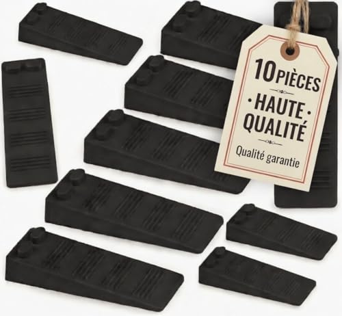 10 Pezzi cuneo fermaporta gomma, Altezza Regolabile Antiscivolo Antigraffio ferma porta da pavimento, ferma porte Protezioni per Balcone, Camerette, Cucina, Bagno, Ufficio, Hotel (Nero)