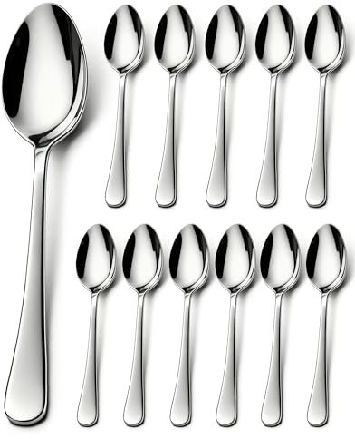 lulir Cucharas de Café 12 Piezas en Acero Inoxidable,14cm Cucharas de Postre,Té y Sopa,Cuchara Pequeñas,Elegantes y Prácticas,Aptas para Lavavajillas,Ideales para Casa,Oficina y Cafeterías