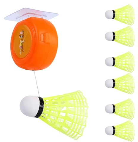 Odoukey Allenatore di Rimbalzo per Badminton Luminoso da 6 Pezzi, Kit per Allenamento con Palline da Badminton per autoesercizio con Corde Elastiche per Bambini e Adulti